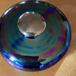 Vibrant Blue and Purple  carnival glass Art Bowl